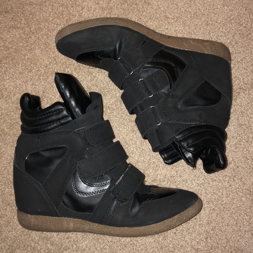 Black wedge sneakers by Exhilaration